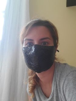 Black adult sequin face mask