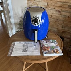 Air Fryer Cook’s Essentials 5.3 Qt. Digital With 10 Presets Cobalt Blue & Cookbook NEW IN BOX