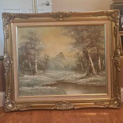 Vintage OIL  on CANVAS PAINTING W FRAME BY CARTER 16x20