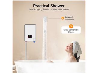 Snkourin Electric Tankless Water Heater, 110V 6.5KW Instant Hot Water Heater, On Demand Hot Water Heater Digital Display, Water Heater Bathroom Bath S