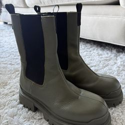 Olive Green Chelsea Combat Boots