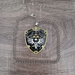 Legend of Zelda Triforce Hylian Shield Necklace 