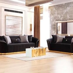 Black Velvet Sofa & Love seat 