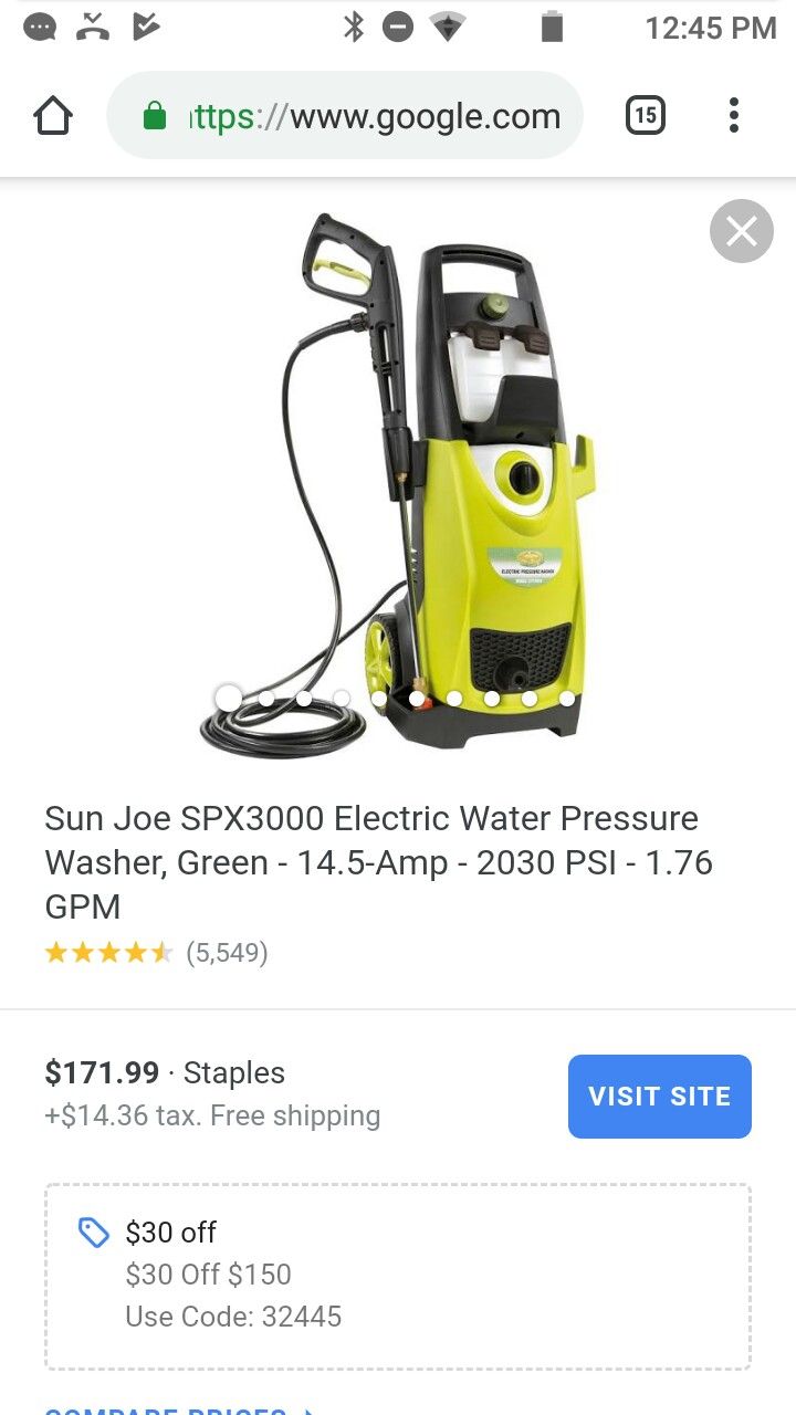 Sunjoe Pressure Washer SPX3000