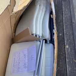 Set Of 4 White Leather Chairs  