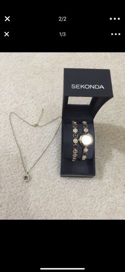 Ladies watch with bracelet and necklace brand new
