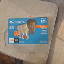 Ecosmart 100w Equivalent 4 LED Bulbs Soft White A19 Dimmable 1600 Lumens 2700k 