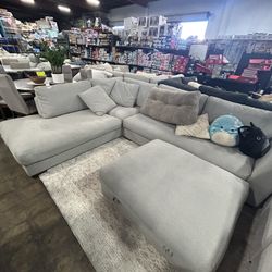 Fabric Sectional In Light Grey, 