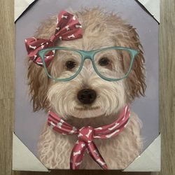 Dog With Bow And Glasses Canvas By Fab Funky 