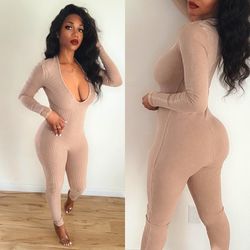 V neck ribbed Jumpsuit