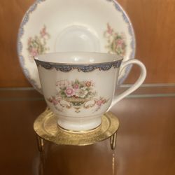 ANTIQUE VINTAGE Cherry China petite Teacup & Saucer