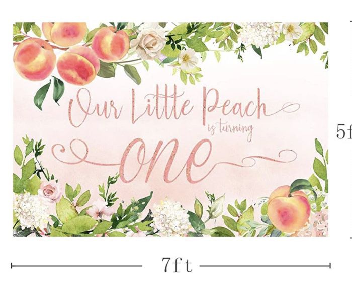 1st birthday; Our Little Peach Is Turning 1 Backdrop