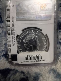 Moneda de plata nueva sartificada de la reina isabel 2018