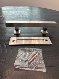 Brushed Stainless Steel Door Pull Handle Set