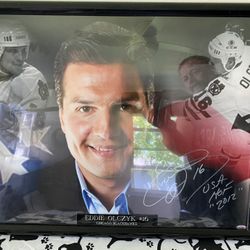 Autograph Eddie Olczyk Blackhawks Color 16x20 Signed Photo Framed