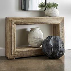Vintage 1960’s Wood Console Table Modern Hallway Table 