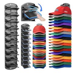 Double Capacity Hat Organizer for Baseball Caps 2 Packs - 40 Cap Storage with Spring Clips, Wall Mount Closet & Door Hat Rack Holder Hanging(Strong Ad