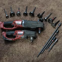 Milwaukee Brand Right Angle Drills Plus Attachments 