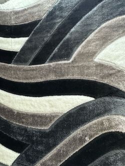 Shaggy Area Rug with Abstract Wave Pattern