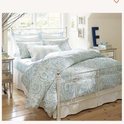 *MOVING SALE-MUST GO NOW* “POTTERY BARN” CLAUDIA HEADBOARD, FOOTBOARD, & FRAME (QUEEN) ANTIQUE WHITE