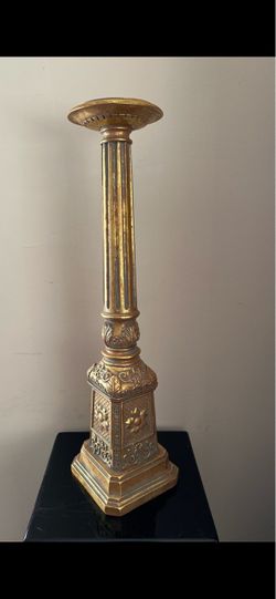 Tall Gold Ornate Pillar Candleholder