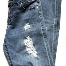 Distressed Boyfriend Straight Leg Stretch Denim Jeans Size 8 - Excellent Preloved Condition