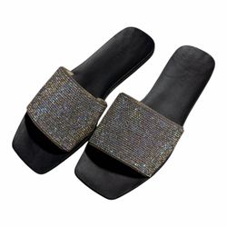 (NEW) Bamboo Rhinestone Slide Sandals 7.5W