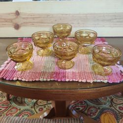 VINTAGE FAIRFIELD AMBER SET OF SHERBET GLASSES
