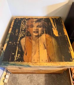 Custom Marilyn Monroe Crate Coffee Table One-of-a-Kind Handmade Piece