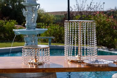 Set of 3 - Round Gold Chandelier Cake Stand