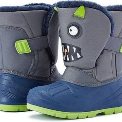 NEW Sz 5 MORENDL Kid Boy Girl Toddler Insulated Winter Snow Boots Waterproof Fur Lined Warm Anti-Slip Winter Shoes Outdoor Walking