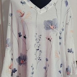 Women 3/4 Sleeve Floral Tops ,  Size 3XL Stretchy