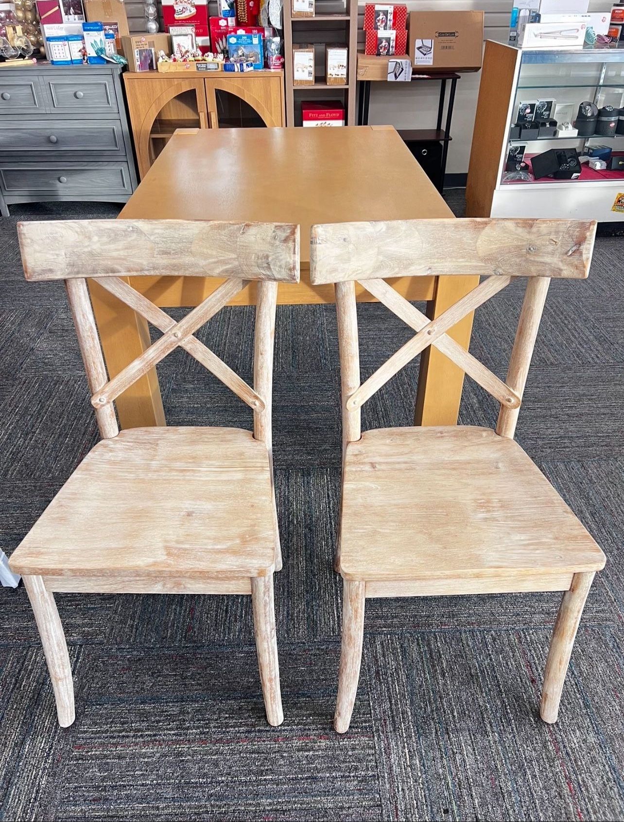 Solid Wood X-Back Wooden Side Chair Set of 2, New
