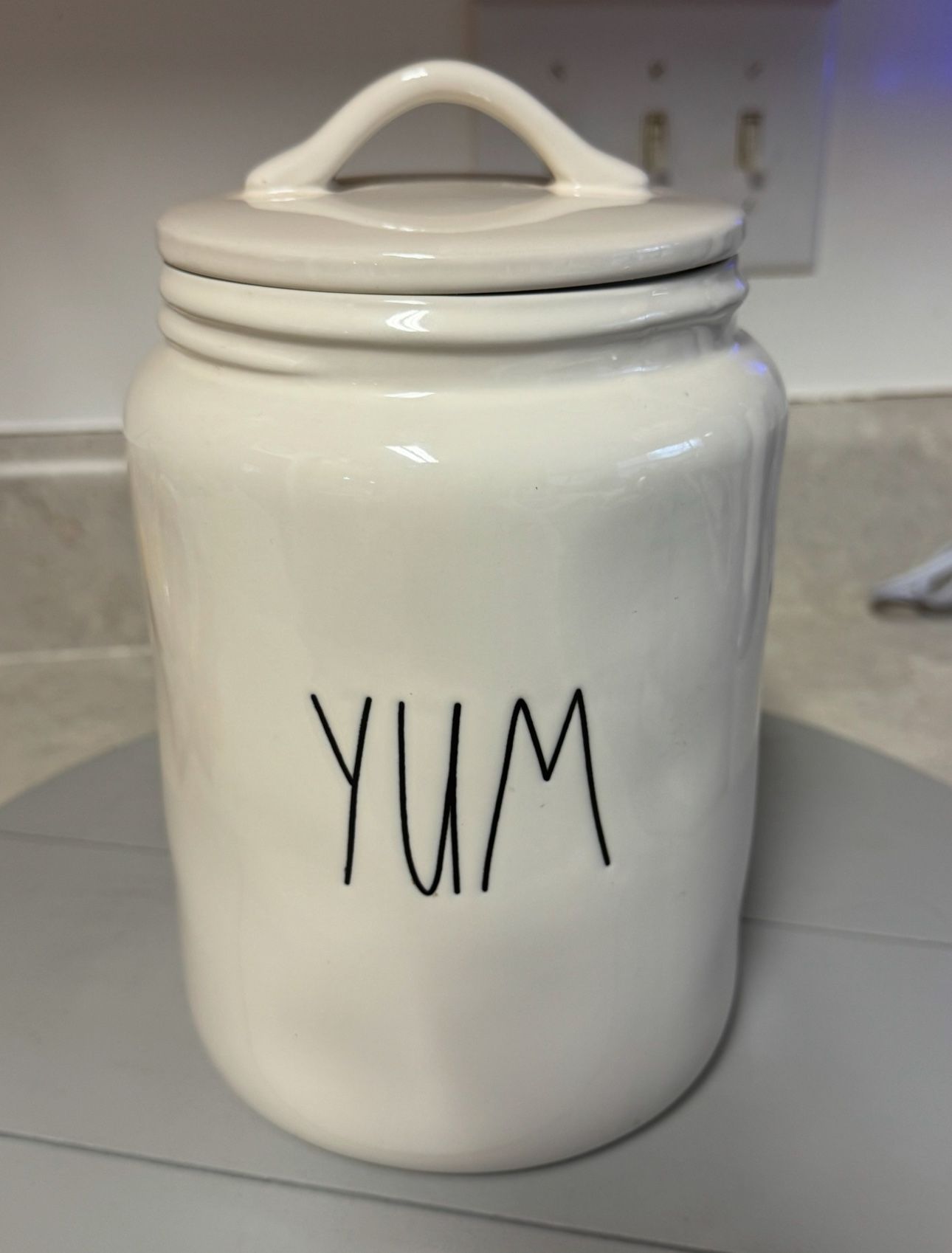 Rae Dunn “PASTA,” “BEANS,” and “YUM” canisters