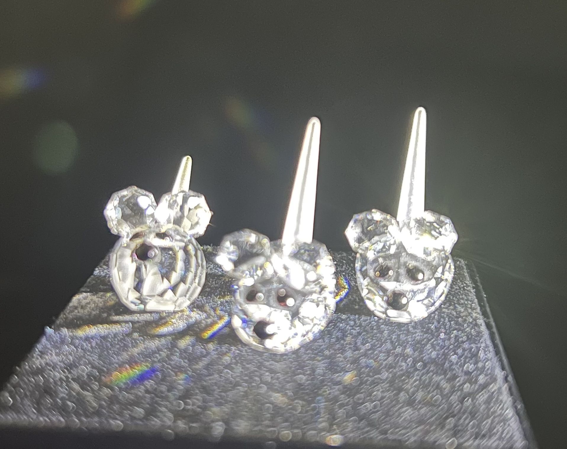 Swarovski 1990s Three Field Mice Clear Crystal Figurines 181513, 1.25”