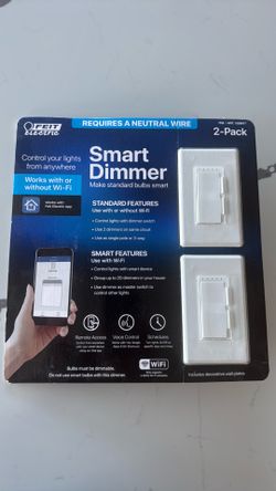 2 Pack Feit Electric Wi-Fi Smart Dimmer Switch Works with Google Assistant Alexa