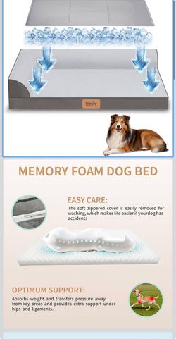 🔥Brand new🔥 Cooling Dog Bed for Large Dogs, Orthopedic Dog Bed with Cooling Gel Mat, Removable Washable Cover, Waterproof Lining, Non-Slip Bottom, S