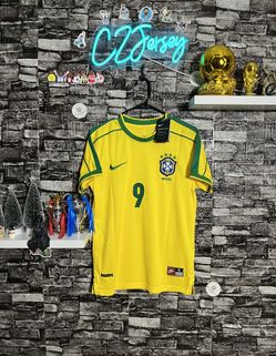 1998 Brazil Home Jersey (Ronaldo #9) 