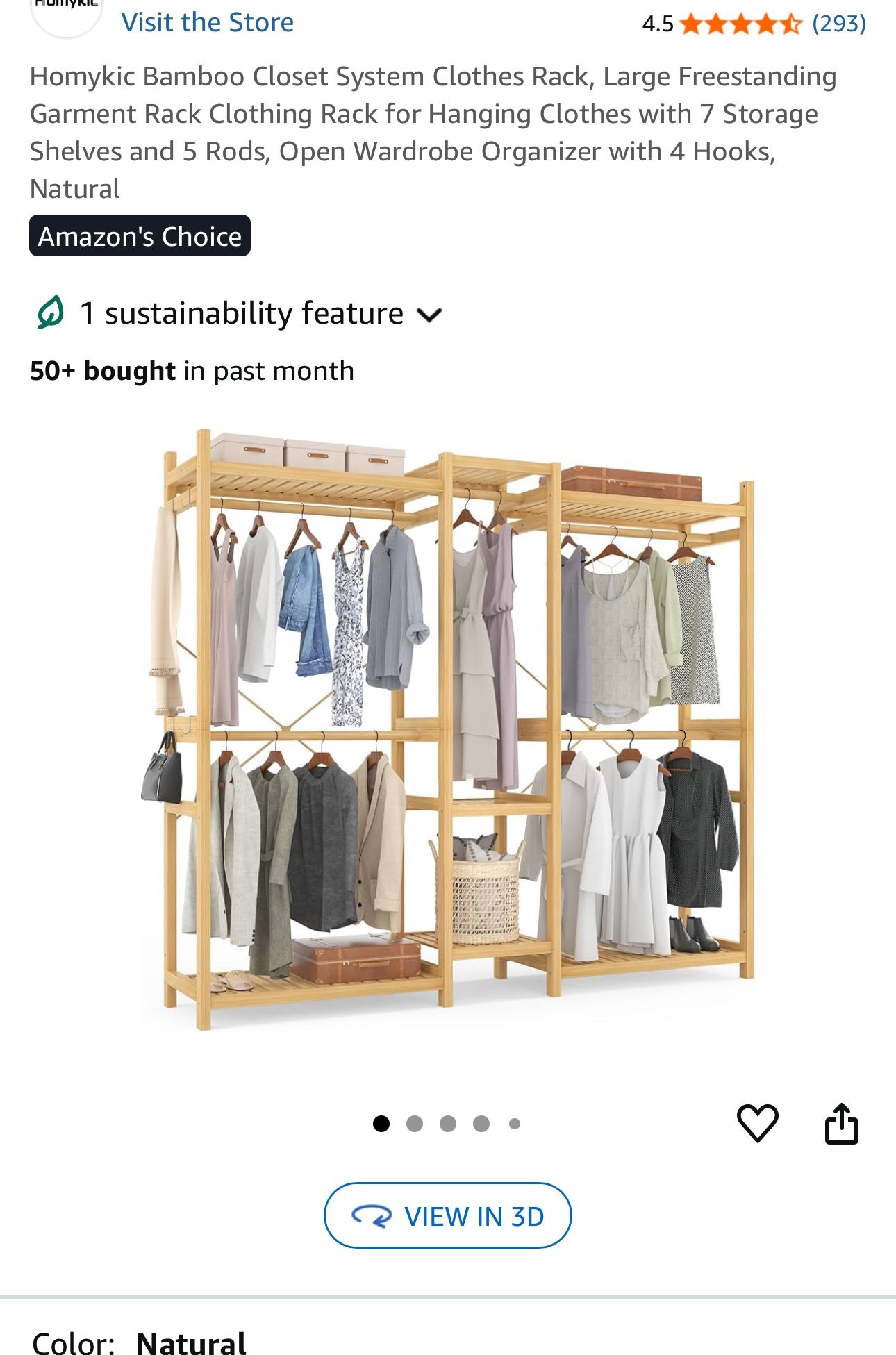 Organizer Closet Bamboo New In Box $95