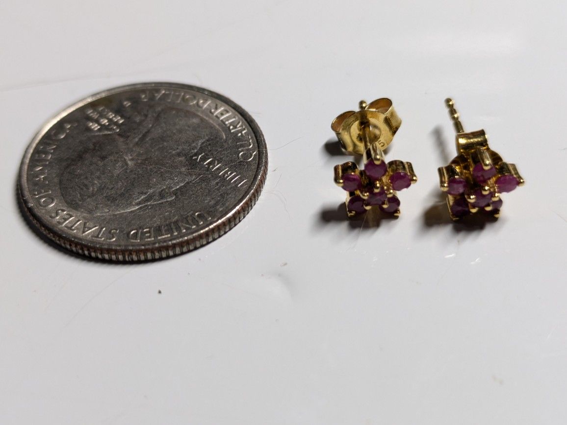 Anniversary, Wedding Gold Vermeil 925 Silver Natural Rubies Sparking Bright, Like New