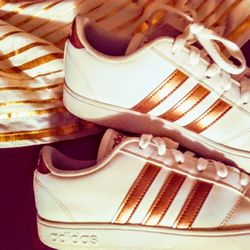 Ladies Gold and White Adidas