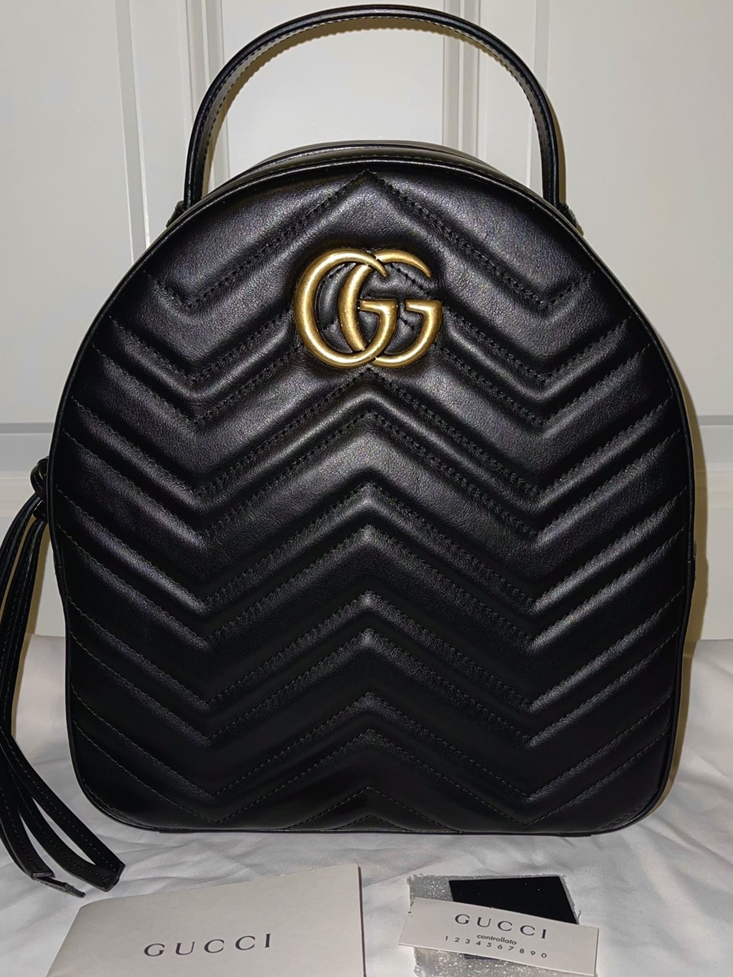 Gucci GG Marmont Quilted Backpack - Black Leather
