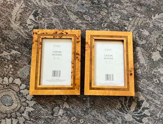 Set of 2 Vintage Burl Wood Picture Frames | Faux Burlwood 4x6 Frames