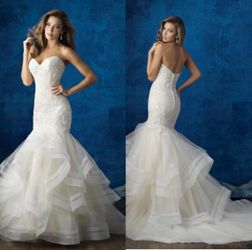 Allure Bridal Wedding Mermaid Lace Tulle Gown 9364 Size 8