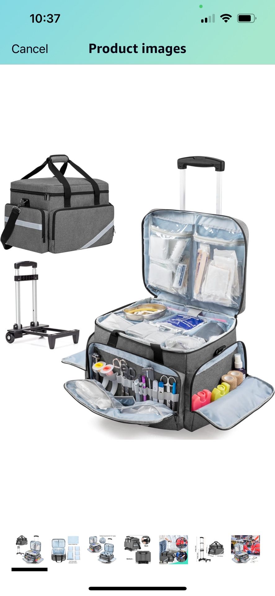 Rolling Medical Bag with Detachable Trolley, Nurse Rolling Bag with Removable Dividers