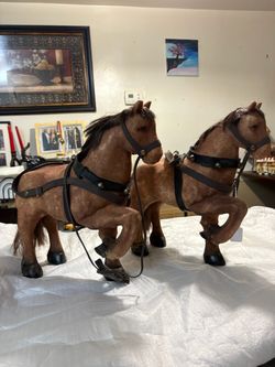 Pair of Valerie Parr Hill Flocked Chestnut 15" Horse s