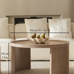 New in a sealed box Round Nesting Coffee Table Set Of 2,31.5" Large & 18" Small Low Tables With Wood Look Top,Space-Saving Side Tables For Living Room