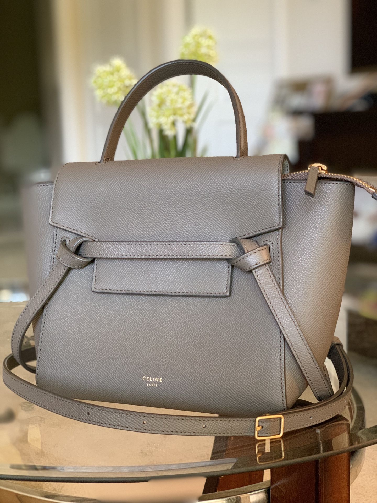 Celine Nano Belt Bag in Grained Calfskin- Grey