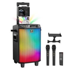 Wireless Karaoke Machine for Adults, TONOR PA System Portable Bluetooth Singing Speaker with Dual Wireless Microphones Microfono, Disco Ball for Home 