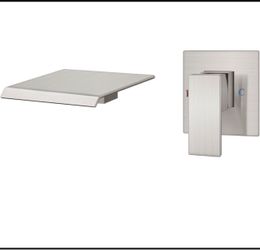 Brushed Nickel Wall-Mount Waterfall Faucet Set